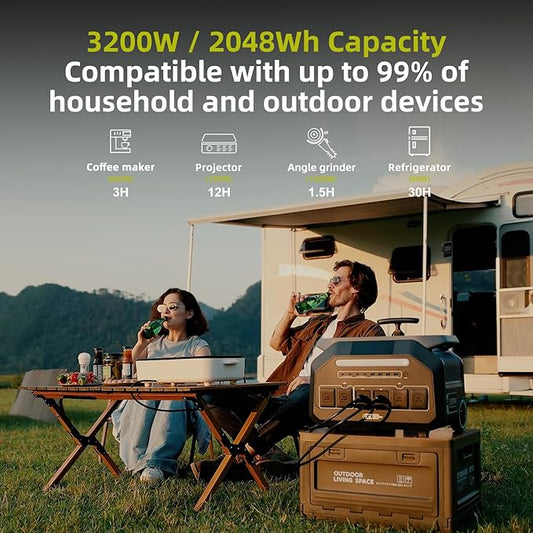 IEE 3200W Solar Generator P3200 with 2 * 400W Panel, 2048Wh Portable Power Station, 1800W AC Charging & 1000W Solar Charging, LFP Battery, 14 Output Ports, APP Control, for Home Backup, Camping, RV
