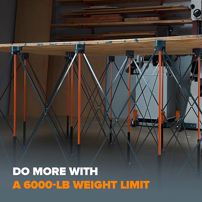 BORA Centipede CT15 36 inch Tall Portable Folding Workstand With Carry Strap, Collapsible Workbench, Construction table, Support, Sawhorse, 4Ft X 8Ft, 36 inch work height, 6000lb weight capacity