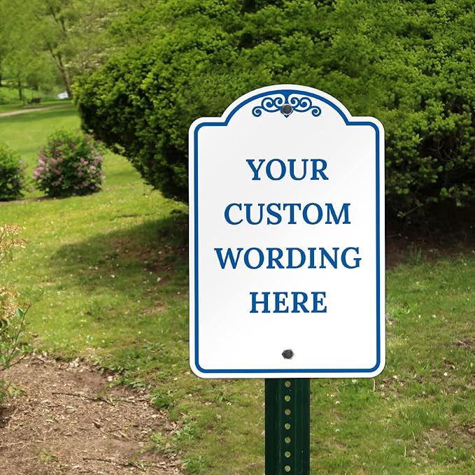 Custom Indoor/Outdoor Decorative Sign,Custom Personalized Blue Border Sign, 12x18 Inches, ACM, Fade Resistant, Made in USA