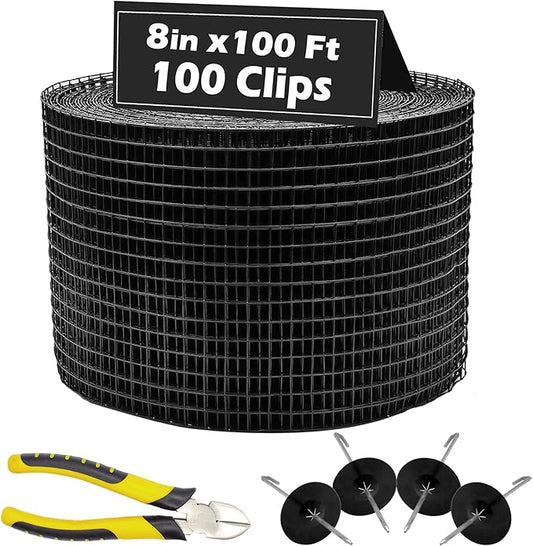 PROLEE 8 Inch X 100FT Solar Panel Bird/Critter Guard Anti-Rust with 100 Fastener Clips Rooftop Solar Panel Bird Wire Screen, Removable Without Damage