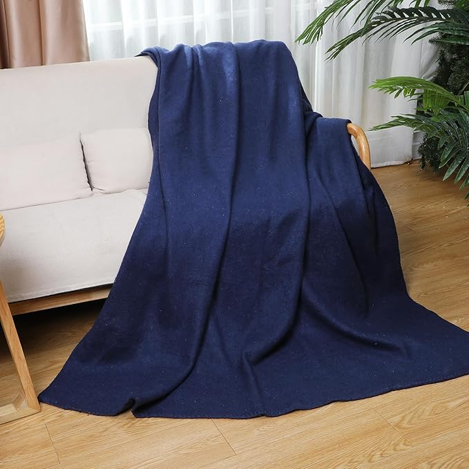 Preboun 6 Pcs First Aid Fire Retardant Blanket Military Blanket 60" x 80" Survival Throw for Camping Emergency and Everyday Use Fire Retardant Extra Thick and Warm Outdoor Bed Throw (Dark Blue)