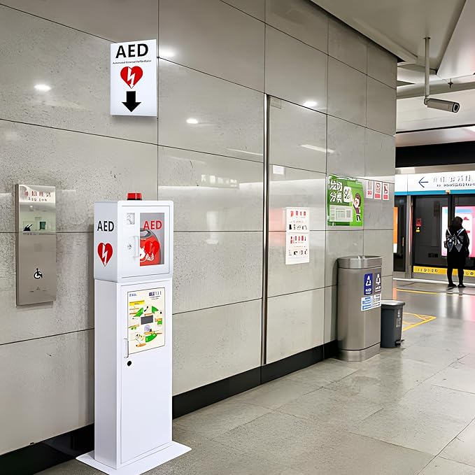 NLShan AED Sign: Double-Sided Acrylic Emergency Sign - Red, Modern and Attention-Grabbing, Wall Mount, 7x9 Inches