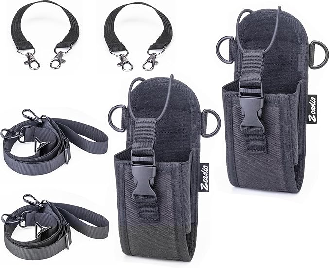 Zeadio Versatile Two-Way Radio Pouch Holster with Detachable Walkie Talkie Strap - Durable Radio Pouch and Holder for Outdoor Activities (ZNC-J, Pack of 2)