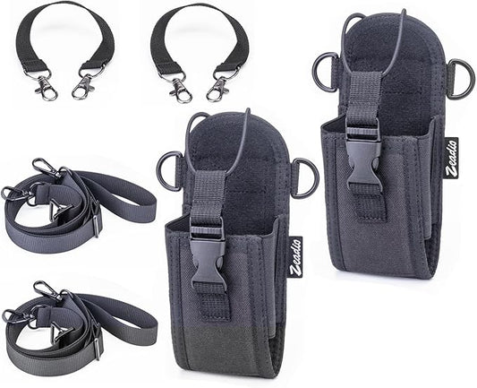 Zeadio Versatile Two-Way Radio Pouch Holster with Detachable Walkie Talkie Strap - Durable Radio Pouch and Holder for Outdoor Activities (ZNC-J, Pack of 2)
