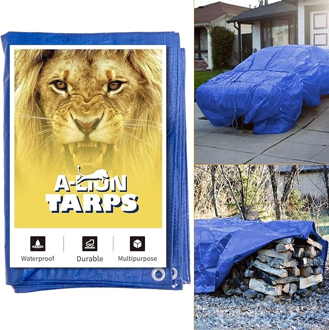 Heavy Duty Waterproof Tarp Cover, 40x60 Feet, Blue, 5 Mil Thick, Multi-Purpose for Boat, RV, Pool, Canopy