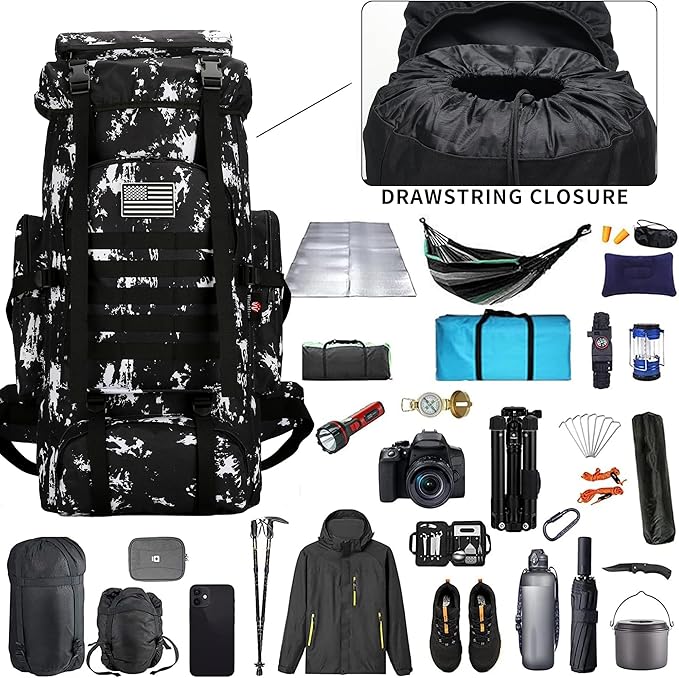 Hiking Backpack for Men 70L/100L Camping Backpack Military Rucksack Molle 3 Days Assault Pack for Climbing