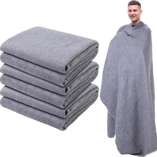 Preboun 3 Pieces Wool Camping Blanket Bulk 60" x 80" Military Wool First Aid Fire Retardant Blanket Queen for Outdoors Camping Stadium Picnics Travel Car Survival Kits(Light Gray)