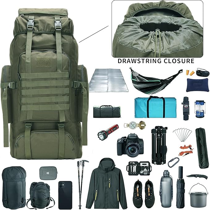 Hiking Backpack for Men 70L/100L Camping Backpack Military Rucksack Molle 3 Days Assault Pack for Climbing