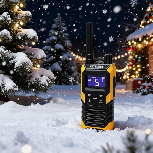 KETELESE T4 Walkie Talkie IP67 Waterproof, Type-C Rechargable Two Way Radio, Dual PTT, NOAA Weather, VOX, Group, Scan, FRS Radios 2 Watts, for Adults, 2Pack, Orange