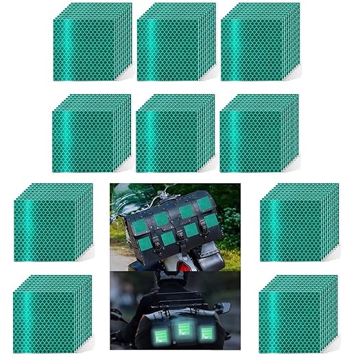 Non Fading Green Reflective Stickers 4 inch X 4 inch, Outdoor Waterproof High Visibility Warning Safety Adhesive Reflector Tape (100 Pcs)