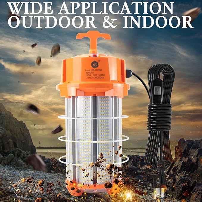 NS 280W LED Work Light 42,000 Lumens 5000K Construction High Lumens Super Bright Durable Temporary Job Site Lighting