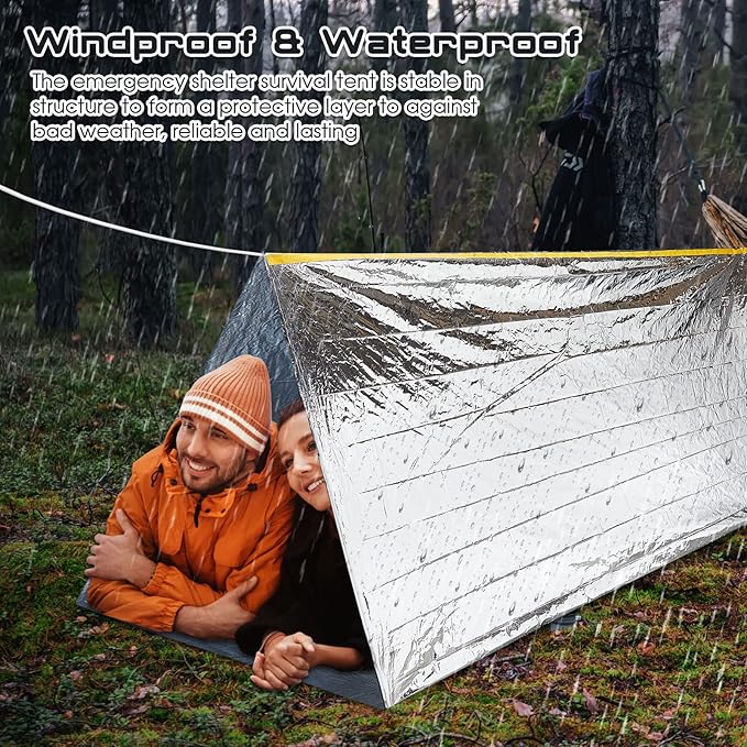 Woanger 4/10/20 Pcs Emergency Tent for Homeless Survival Tents Bulk 2 Person Tube Camping Tents 8 ft x 3 ft Shelter Survival Tent Portable Shelter for Hiking Backpacking Camping Outdoor