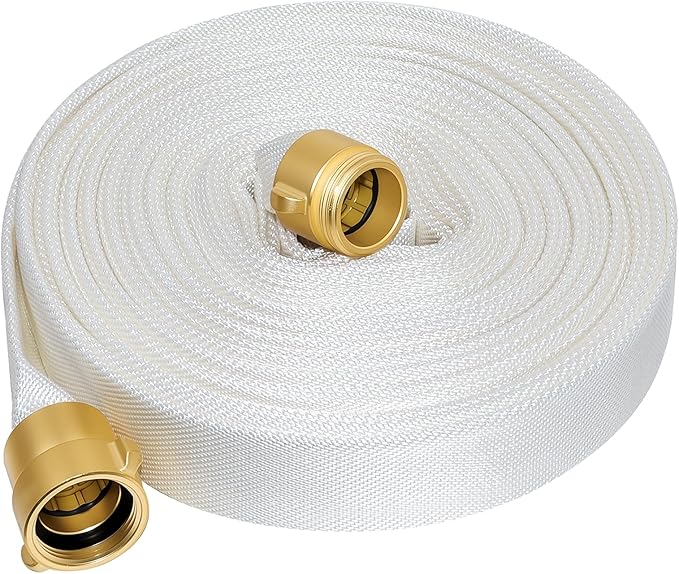 Upgraded Fire Hose 100 FT x 1-1/2" ID, M × F, NPSH/NPT Brass Couplings, Working Pressure 430 PSI, Burst Pressure 1300 PSI, Indoor Fire, Home, Garden Fire Hose Irrigation