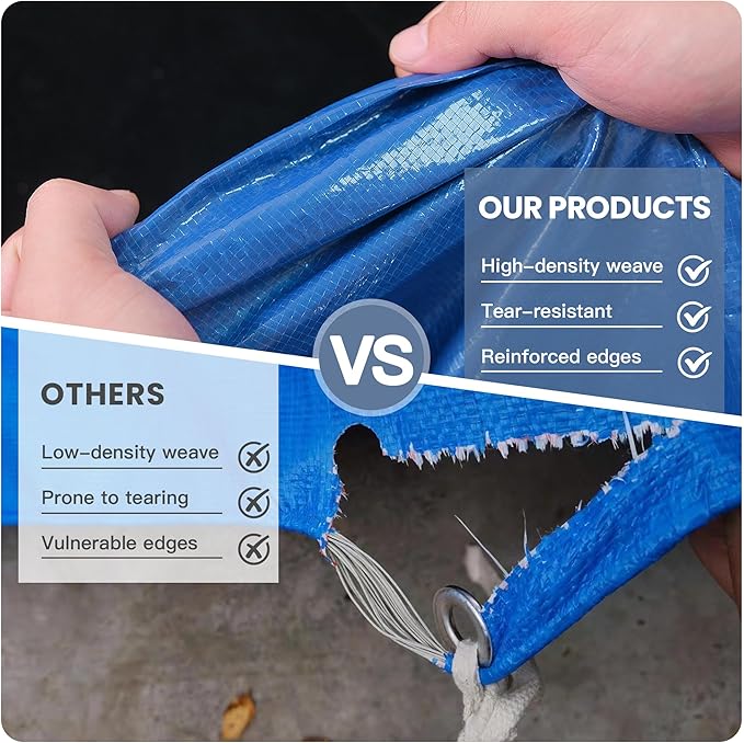 Tarp 16x20 Waterproof 7mil Blue/Black Multipurpose Tarps Uv Resistant Outdoor Tarp for Camping, Rooftops, Yards, Pools, Vehicles, Boats by-MVPNET