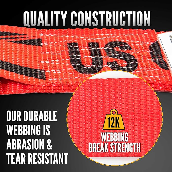 US Cargo Control 2 Inch Wide x 27 Foot Long Ratchet Strap with Wire Hooks, Red Tiedown Strap with Double J Hooks, Secure Cargo with Ease