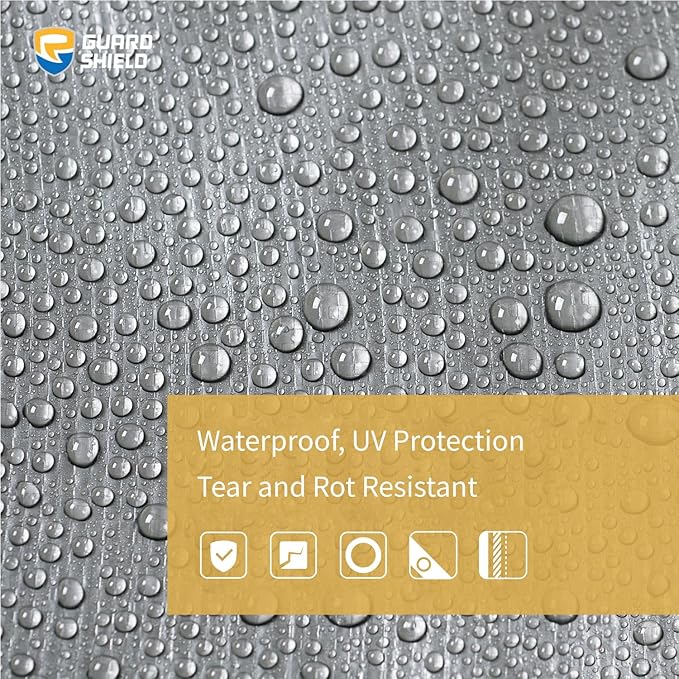 GUARD SHIELD Heavy Duty Tarp 8x10 Feet Silver/Black Multi Purpose Thick Waterproof Poly Tarp Cover 10mil