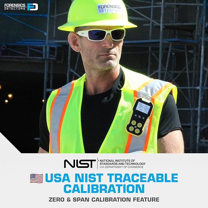 4 Gas Monitor + Pump by Forensics Detectors | USA NIST Calibration Certificate | USB Recharge | 4 Gas with Probe for Confined Space |