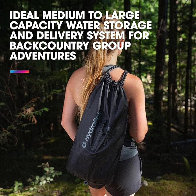 Hydrapak Pioneer - Collapsible Water Storage and Dispensing System (6L or 10L) - BPA & PVC Free Camping Hydration Bladder/Reservoir and Sleeve, Black