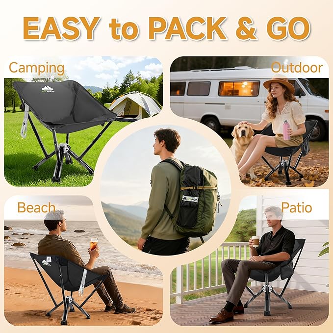 Camping Chair for Outdoor Use — Stable Folding Design, Reliable Support, Anti-Slip Feet, Portable Chair for Camping, Fishing & Beach