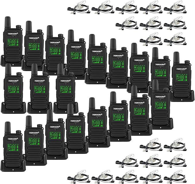 TIDRADIO TD-M11 Walkie Talkies Waterproof IP67,Long Range Two Way Radio with USC-C & Base Charging,NOAA Weather Radio,APP Programmable,2 Way Radio for Adults,Business School Church Restaurant -20 Pack