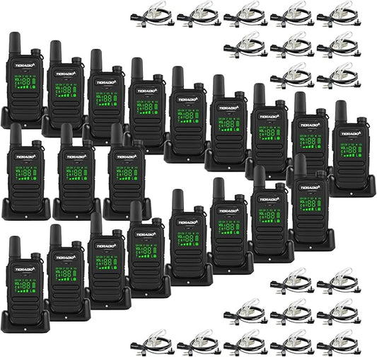 TIDRADIO TD-M11 Walkie Talkies Waterproof IP67,Long Range Two Way Radio with USC-C & Base Charging,NOAA Weather Radio,APP Programmable,2 Way Radio for Adults,Business School Church Restaurant -20 Pack