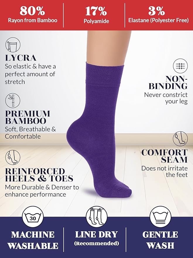 Hugh Ugoli Kids School Uniform Rayon Derived from Bamboo Dress Crew Socks for Toddlers to Youth, 3T - 14 Years Old, 5 Pairs