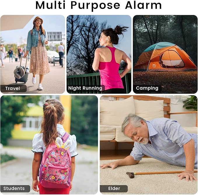 Personal Safety Alarm - 135dB Ultra Loud Siren with LED Strobe Light, USB-C Rechargeable, Compact Keychain Alarm for Women/Men, Emergency Flashlight & Vibration Alert(White)