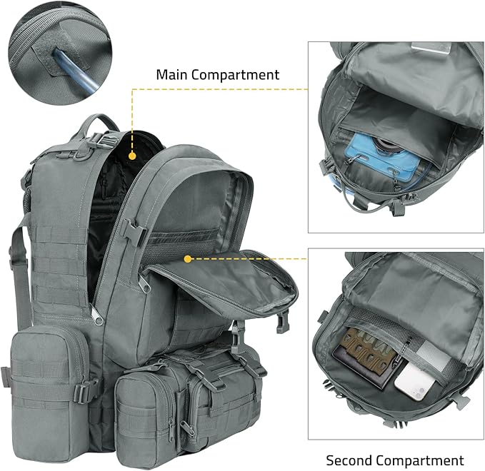 CVLIFE Tactical Backpack Military Army Rucksack 60L Large Assault Pack Detachable Molle Bag…