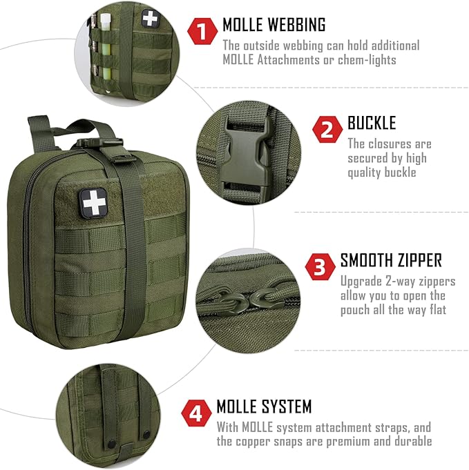 LIVANS 1000D First Aid Bag Empty Medical Ifak Pouch Molle EMT Pouches Rip-Away Tactical Military Trauma Emergency Medic Bag