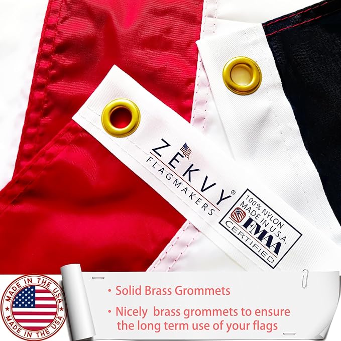 Embroidered American US Flag 4x6 Outdoor Made in USA - Double Sided Heavy Duty Vivid Color United States Flag Banners with 2 Brass Grommet