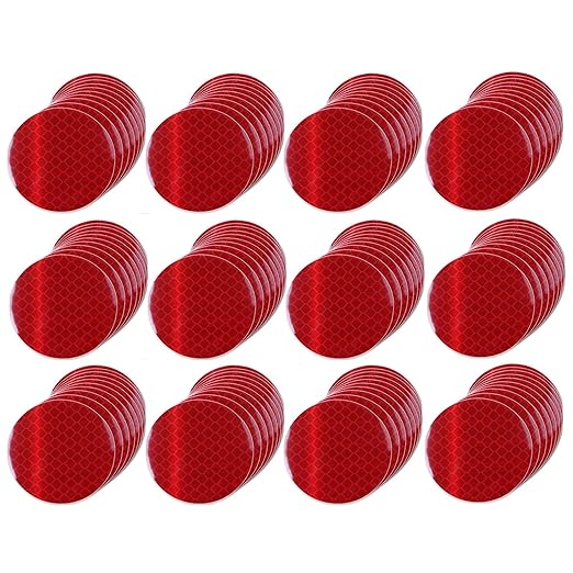 Red Reflective Stickers 2-inch Diameter Round Reflector, Outdoor Waterproof High Visibility Warning Adhesive Tape (120 Pcs)