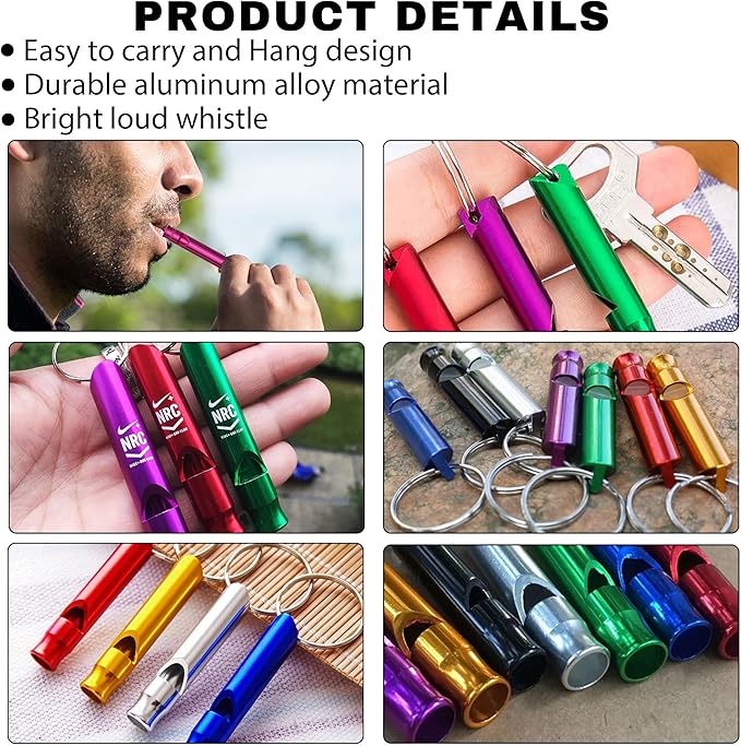 20 Pcs Custom Emergency Whistles with Keychains, Personalized Loud Safety Survival Whistle Engraved with Name/Text, Bulk Whistles for Outdoor Sports, Camping, Hiking, Boating, Hunting