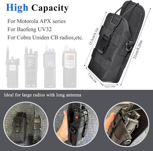 Versatile Walkie Talkie Holster Molle Radio Pouch Large Radio Holder for Motorola Baofeng Cobra Uniden Handheld Two Way Radio Ham CB Radio