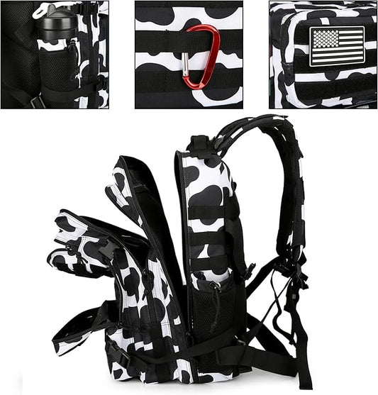 45L Tactical Assault Backpack 3 day assault pack with Molle Waterproof backpack Rucksack for Tactical Backpacks (Cow color)