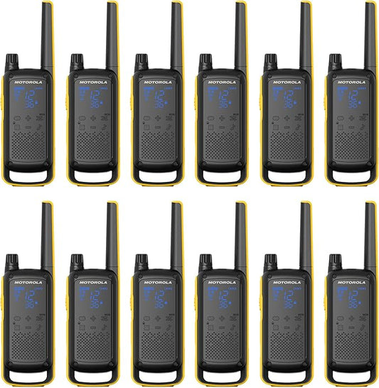 Motorola Solutions Talkabout T475 Extreme Two-Way Radio Black W/Yellow Rechargeable 12 Pack