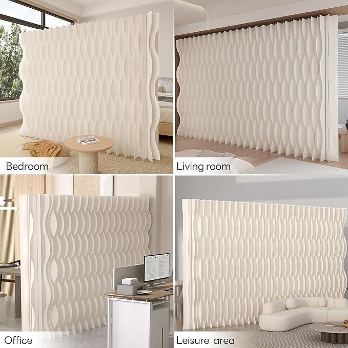 Foldable Room Divider Privacy Screens Movable Temporary Wall Space Partition, 5.25~9.19 FT Tall, 6.56~16.5 FT Width, Choice of Various Sizes and Styles