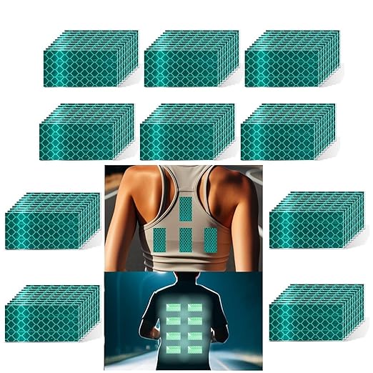 Non Fading Green Reflective Stickers 1 inch X 2 inch, Outdoor Waterproof High Visibility Warning Safety Adhesive Reflector Tape (100 Pcs)