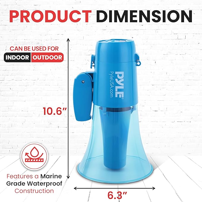Pyle 40W Megaphone Bullhorn Speaker, Rechargeable Battery with Siren, LED Lights, Adjustable Volume, and 1000+ Yard Projection Range, Waterproof IP-X5, Ideal for Crowd Control & Indoor/Outdoor Events