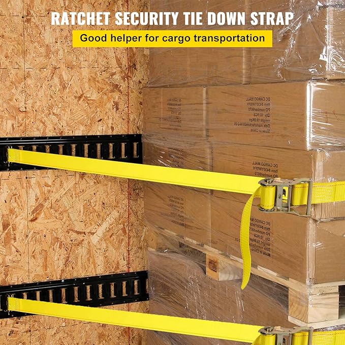 VEVOR E Track Ratchet Straps (18-Pack), 2" x 15'E-Track Straps 4400 LBS Breaking Strength, Polyester Webbing & Spring Fitting & Ratchets, Durable Tie-Downs for Tires Motorcycles Trailers Loads Yellow