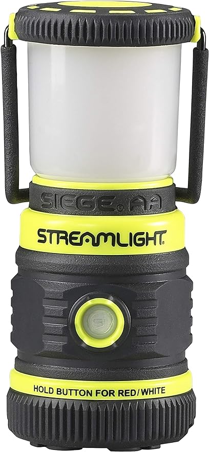 Streamlight 44943 Siege AA 200-Lumen Lantern with White & Red LEDs and Magnetic Base for Camping & Emergencies, Yellow