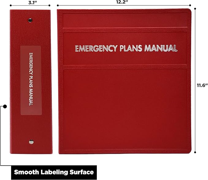 Carstens 3-Inch Heavy Duty Emergency Plans Round Ring Binder – Side Opening, Brick Red, Durable Plastic Covers, No-Gap Rings, No Pockets, Holds 400 US Letter Sheets, Made in USA (1730-3R)