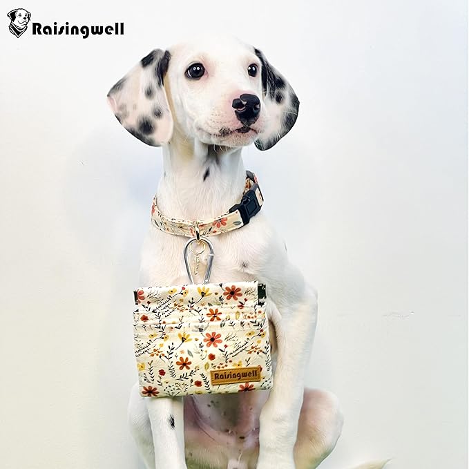 Dog Treat Pouch, Small Cotton Pocket Sized Training Holder, Hand Free Walking Funny Bag with Carabiner, Self-Closing Pet Feed Snack Reward, Behavior Aids for Puppy Travel or Outdoor Use
