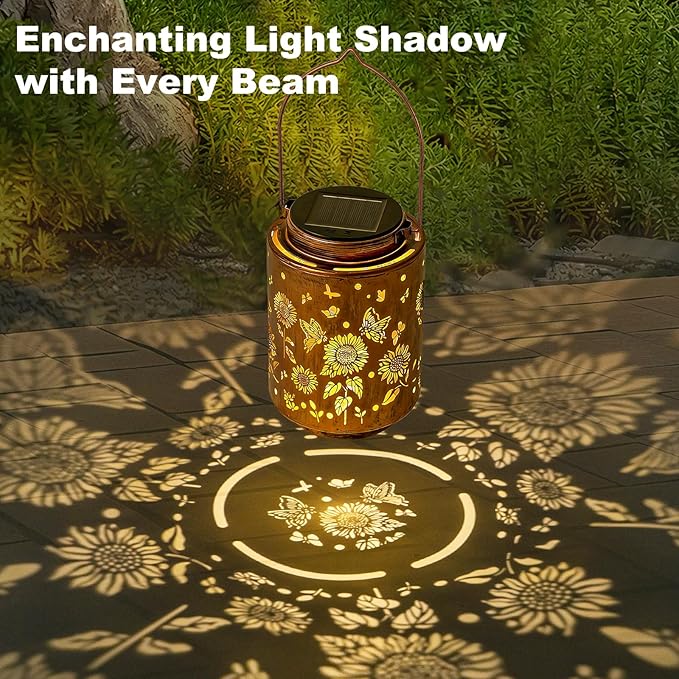 Sunflower Solar Lanterns, Christmas Birthday Gifts for Mom, Grandma, Outdoor Waterproof Hanging Garden Decor for Patio, Yard