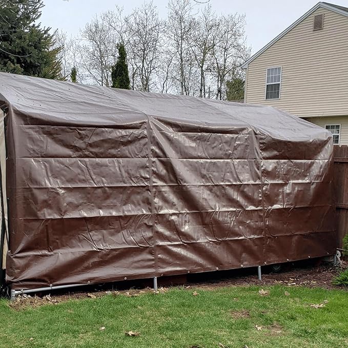 Tarps Heavy Duty Waterproof, 16 Mil Large Tarps with Grommets, UV Resistant and Tear&Fade Resistant, Brown Heavy Duty Tarps for Outdoors Patio Camping, 18 * 24FT