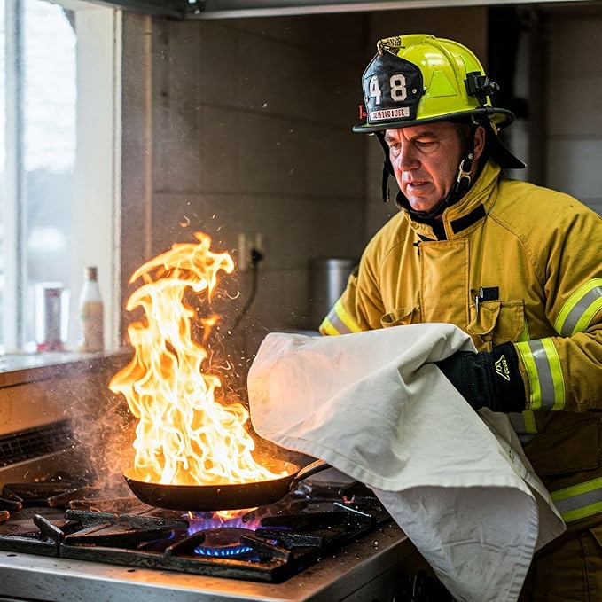 Emergency Fire Blanket for Home and Kitchen - 2 Pack - Fire Blankets Emergency for Home Safety 40” x 40” - Suppression Shield Retardant Extinguisher Fiberglass Welding Fireproof Cloth Towel