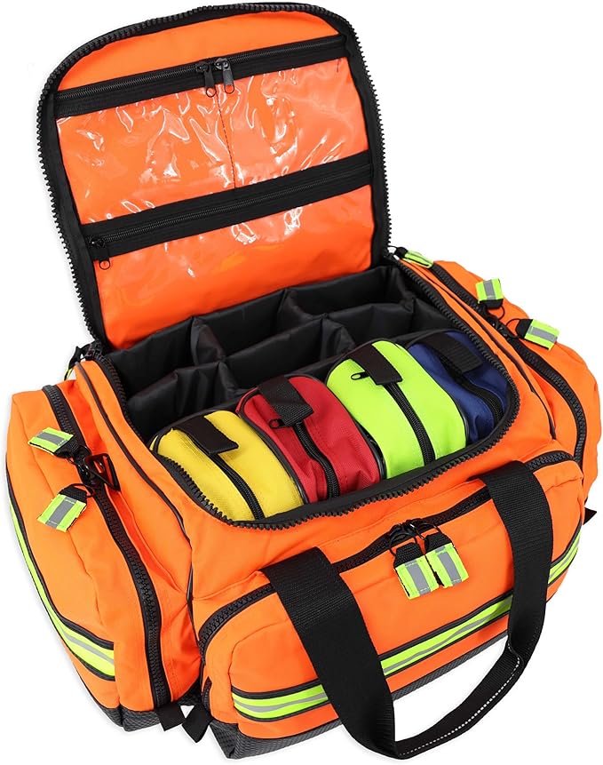 Lightning X Stocked X-Large Modular EMT Medic Trauma Bag w/Emergency Medical Fill Kit Supplies - ORANGE