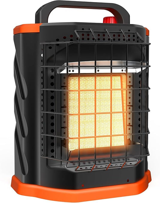 Fitfirst Portable Propane Heater - 9000 BTU Outdoor Tent Heater for Camping, 2 Heat Settings & Tip-Over/ODS Protection, Essential for Patio, RV, Garage, Ice Fishing, Hunting, Power Outage