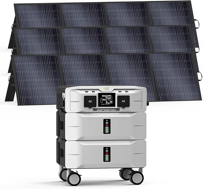 IEE 5120Wh Portable Power Station SP5000 with 3×200W Solar Panel, 120/240V 5000W(Peak 9000W) AC Output Solar Generator, Expandable Capacity, LFP Battery Generator for Home Use, Power Outages, RVs