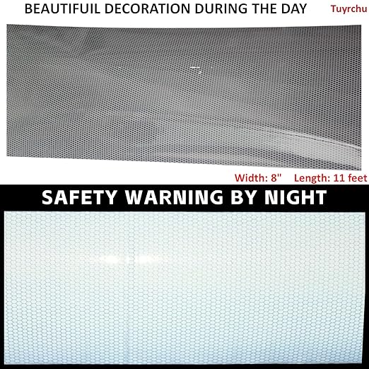 Non Fading Reflective Tape Silver Outdoor Waterproof 8 inch Wide, High Visibility Warning Industrial Marking Tape, Safety Stickers (11 feet)