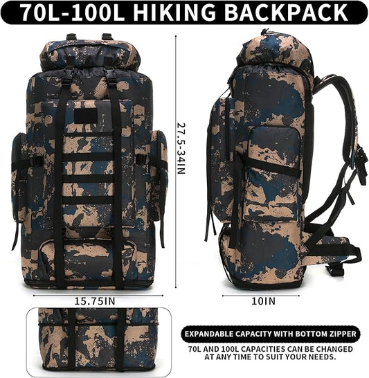 Hiking Backpack for Men 70L/100L Camping Backpack Military Rucksack Molle 3 Days Assault Pack for Climbing